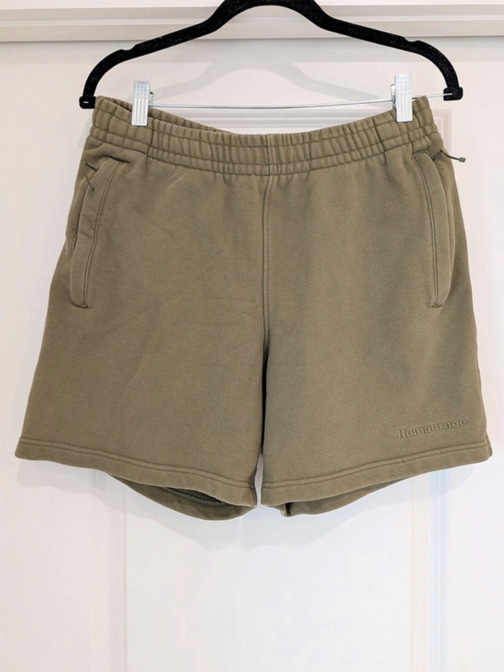 Adidas x Pharrell Williams Humanrace Heavyweight Cotton Shorts in Olive/Khaki